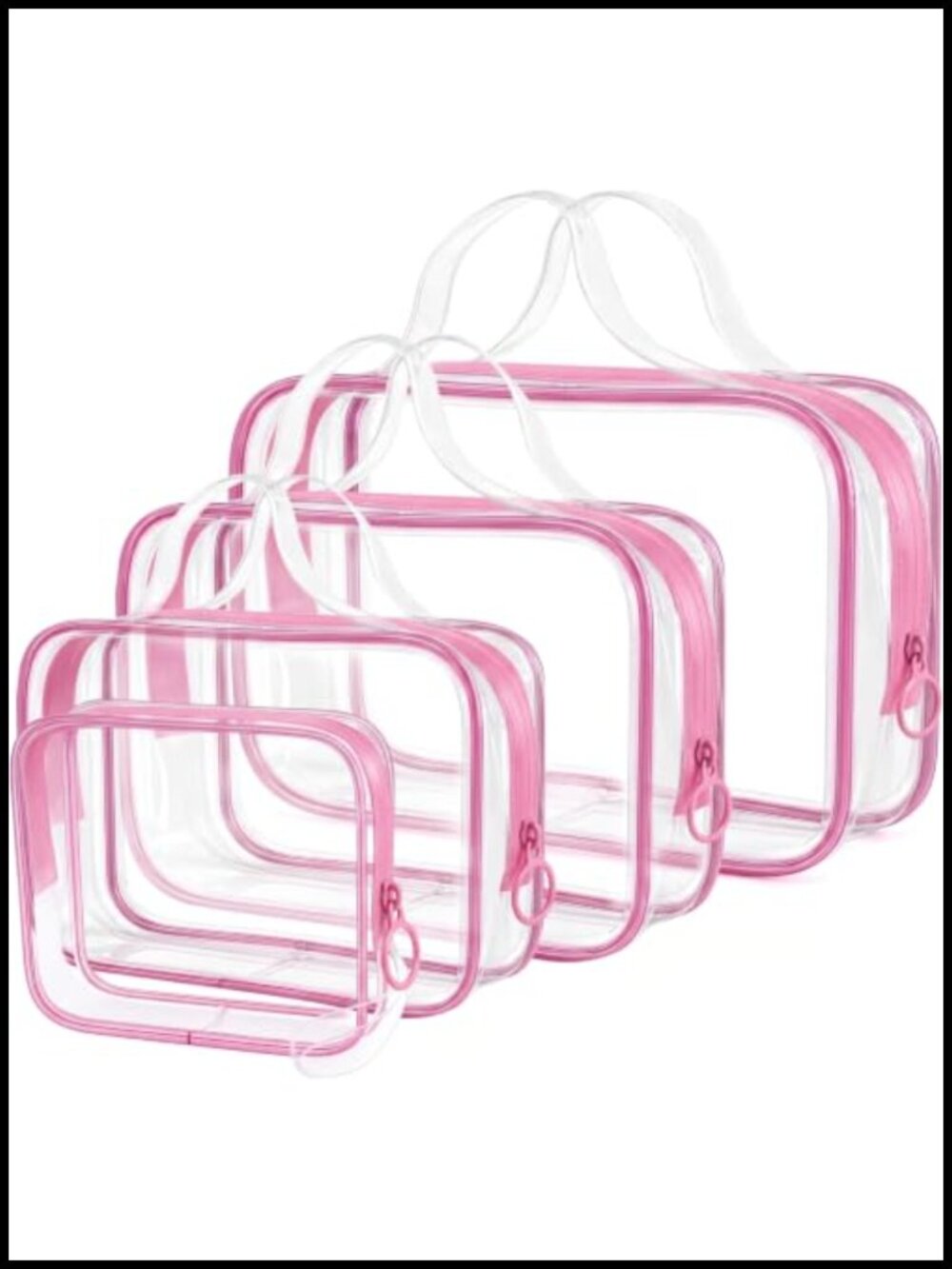 4 Pack TSA Approved Clear Toiletry Bags Waterproof PVC Travel Makeup Organizer